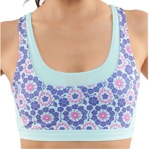 Like New Lululemon Run 
Twiggy Printed Power Purple Aquamarine Halter Back Sz 2